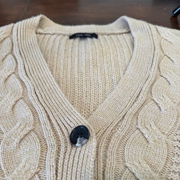 Love Tree Womens Cozy Cable Knit Crop Cardigan Sweater Medium Cream Cozy - Picture 11 of 11
